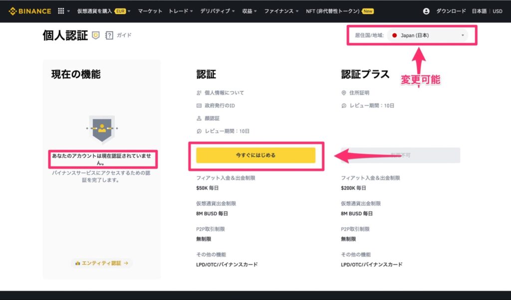 バイナンス　本人確認