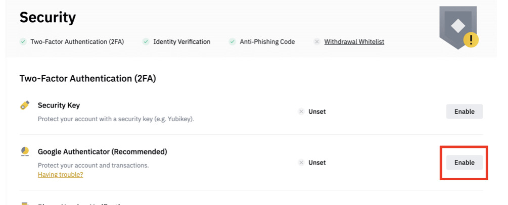 バイナンス 二段階認証