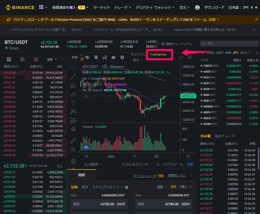 BINANCE チャート