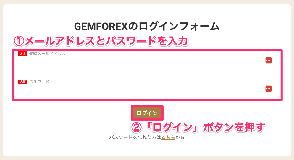 gemforex ログインフォーム